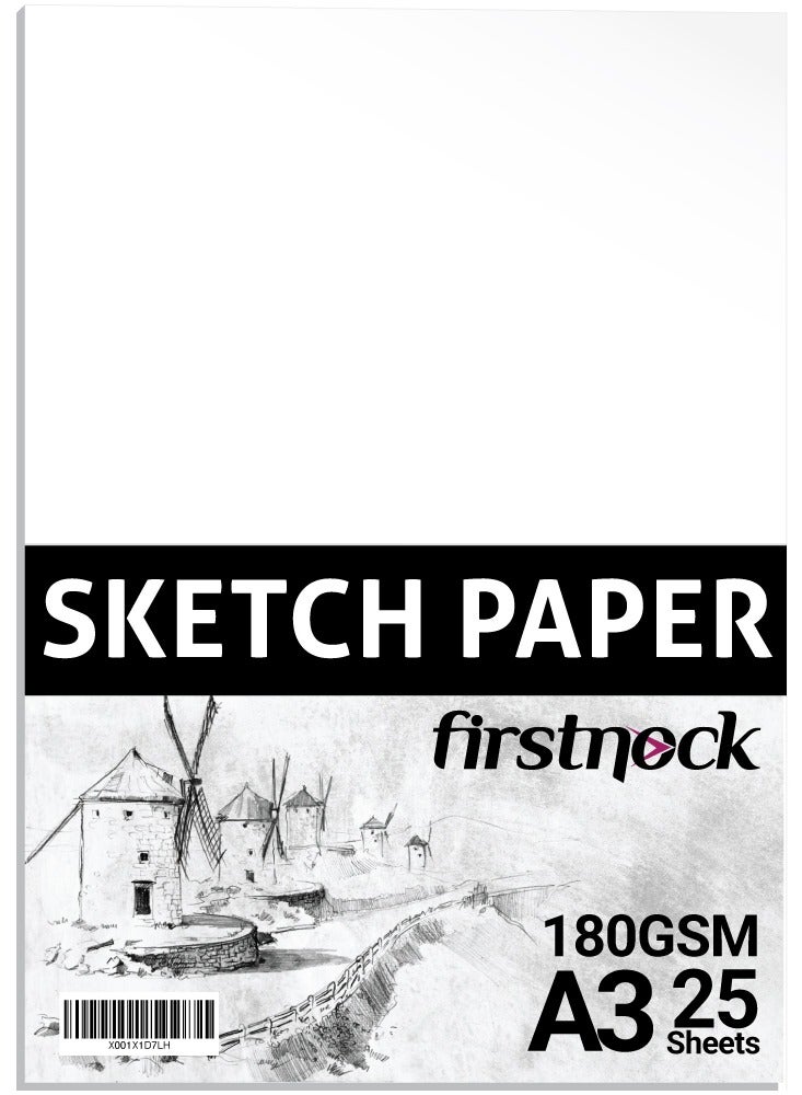 A3 Sketch Paper 180GSM 25 Sheets Thick Drawing paper Card Coloring Paper Acid Free Paper sketch paper for kids Plain white Sketch Paper