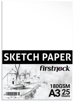 A3 Sketch Paper 180GSM 25 Sheets Thick Drawing paper Card Coloring Paper Acid Free Paper sketch paper for kids Plain white Sketch Paper