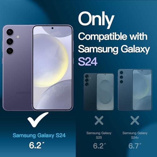 JETech 5 in 1 Matte Case for Samsung Galaxy S24 5G with 2-Pack Screen Protector and Camera Lens Protector, Translucent Back Protective Phone Cover, Tempered Glass Film (Cobalt Violet) - Image 2