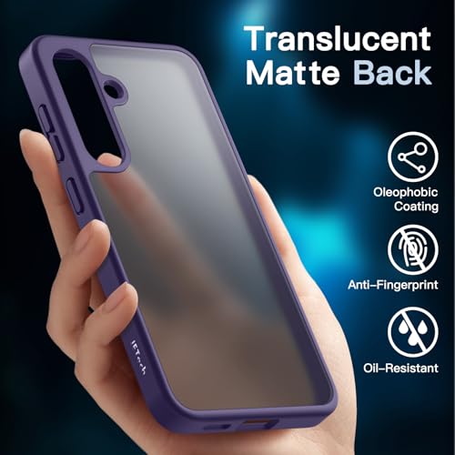 JETech 5 in 1 Matte Case for Samsung Galaxy S24 5G with 2-Pack Screen Protector and Camera Lens Protector, Translucent Back Protective Phone Cover, Tempered Glass Film (Cobalt Violet) - Image 5