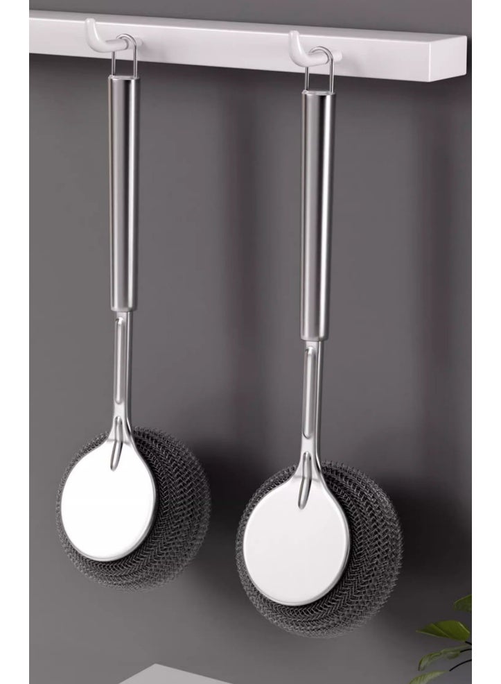 HOMESTAR Replaceable Head Long Handle Pot Brush | 201 Stainless Steel Scrubber | Thickened Non-Scratch Bristles | Anti-Slip Ergonomic Grip | For Non-Stick Pans/Bakeware/Ovens | Heat-Resistant & Easy To Clean | Ultimate Kitchen Cleaning Tool | Comfortable Design - Image 4