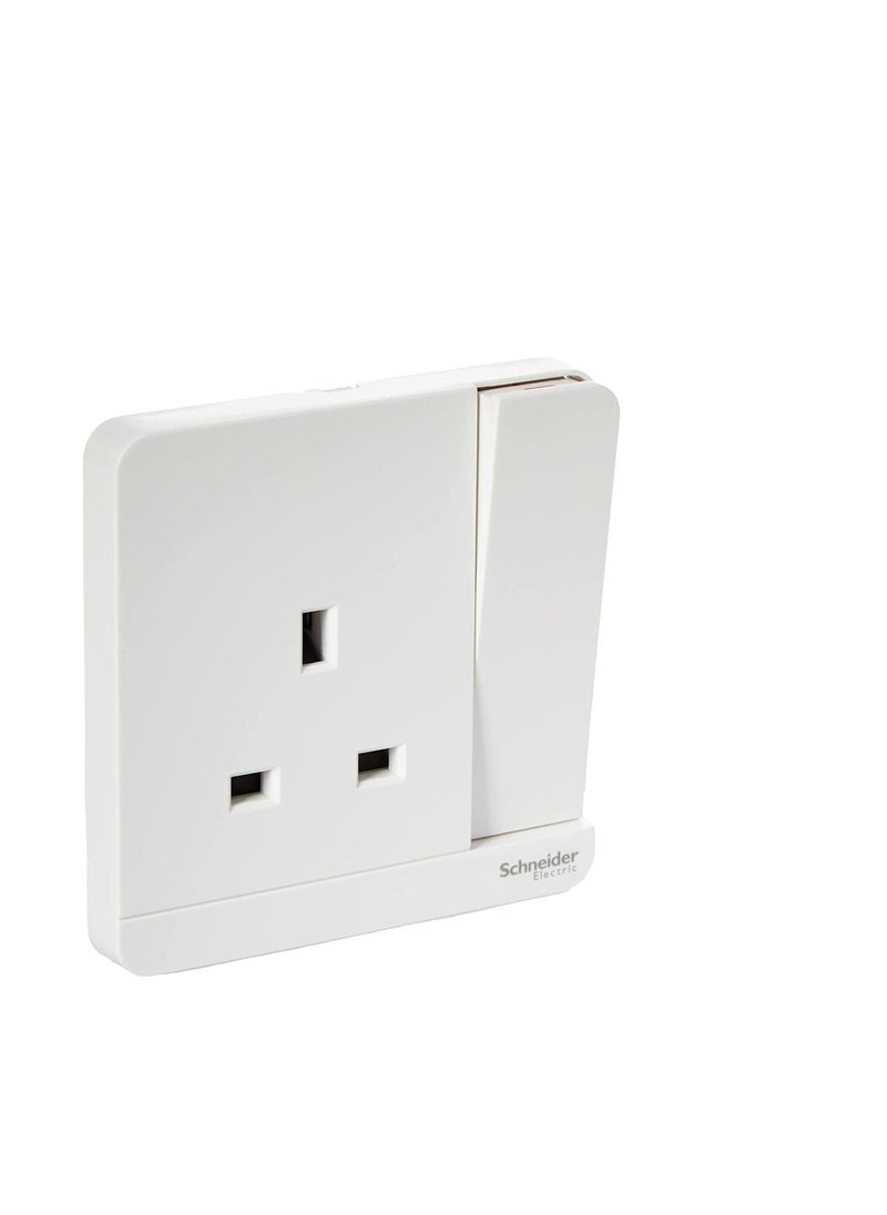 Schneider - Schneider Avataron 13AX250V 1 Gang Switched Socket With LED - E8315N_WE - Image 1