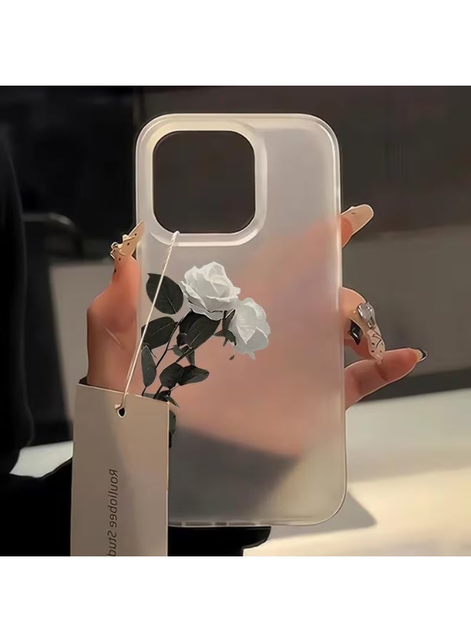 Temu A transparent TPU phone case with a white rose design, shockproof and scratch-resistant, compatible with iPhone 15. - Image 2
