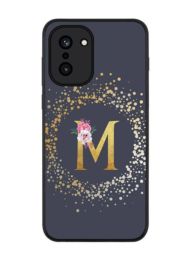 For OnePlus 15R Case,Slim fit Camera Protection, Shockproof Thin Phone cover  - Custom Monogram Floral - M  (Grey )