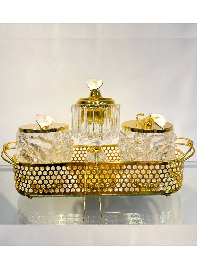 Golden Premium Incense Burner Set for Home Fragrance and Decore- ZXL109