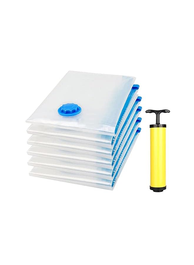 Monoptilon عبوة مكونة من 6 أكياس تخزين مفرغة مع مضخة يد للسفر أكياس موفرة للمساحة أكياس ختم مفرغة للبطانيات والملابس 80×100 سم - Image 3
