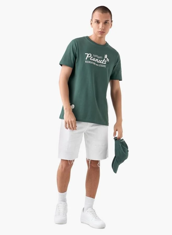 Splash FAV Peanuts Print T-shirt with Crew Neck