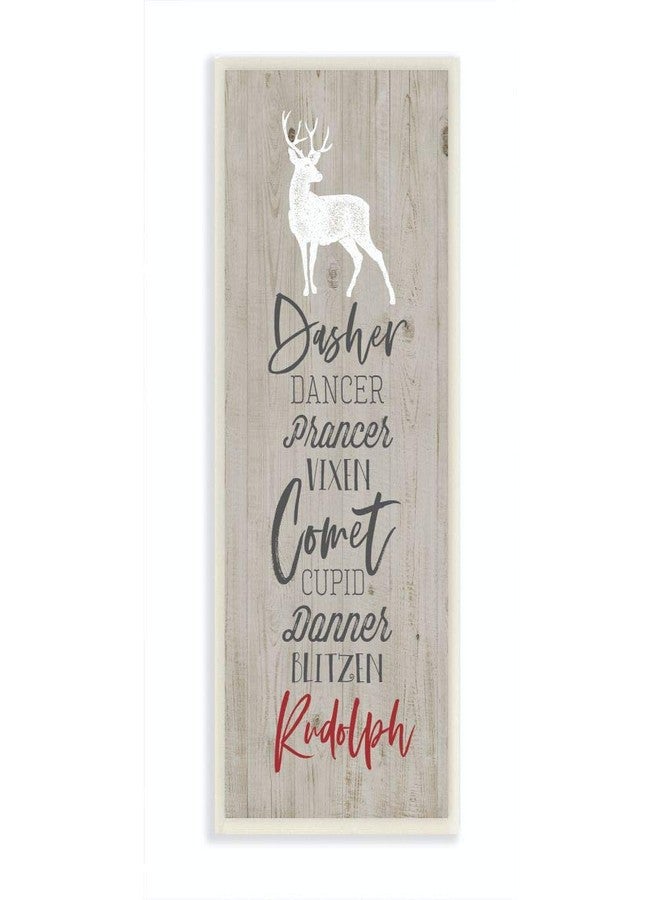 Stupell Industries Santa Reindeer Names Grey Wood Texture Christmas Holiday Word Design Wall Plaque, Multi-Color - Image 1
