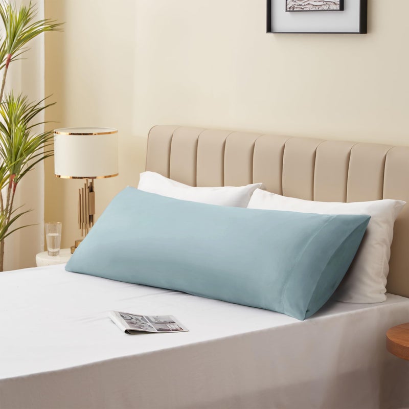 BEDELITE Body Pillow Cover, Rayon Made from Bamboo, Cooling Body Pillow Case Cover for Hot Sleepers and Night Sweats, Breathable & Silky Soft Full Long Pillow Case (Haze Blue, 20x54 Inches) - Image 5