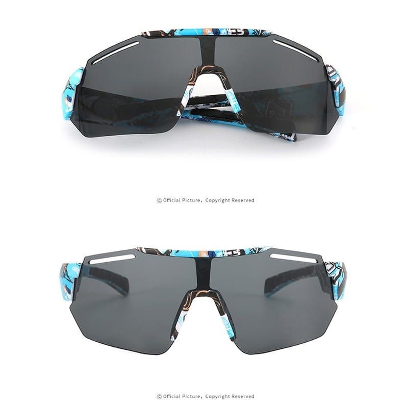 نظارات شمسية رياضية خارجية جديدة بحماية UV400 - عدسة خضراء بنقل الماء باللون الأزرق - تصميم كبير للجنسين - Image 5