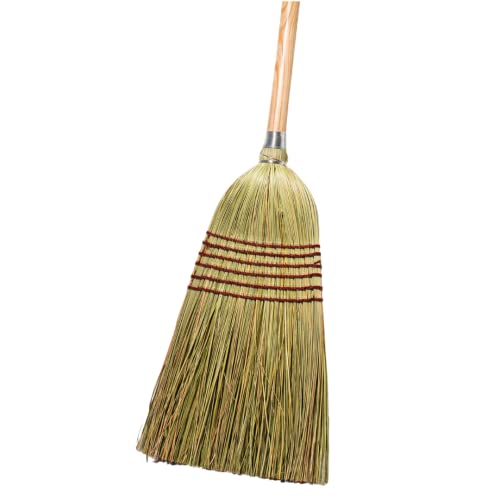 Tidy Tools Corn Broom with Wood Handle Heavy Duty Indoor Outdoor Broom 1 14 Inch Handle