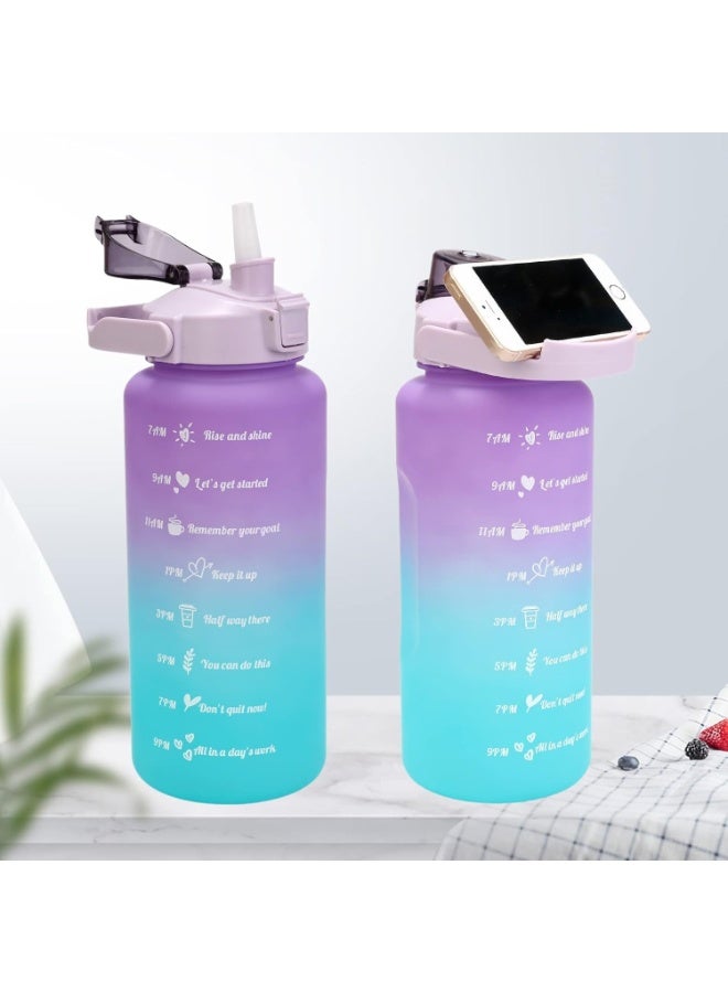 Generic Motivational Water Bottle with Straw 3 Pcs, 64oz 32oz 16oz Time Marker Large Drinking Bottles Leakproof Half Gallon 2L Water Jugs for Sports Gym Travel BPA Free - Multicolor - Image 2