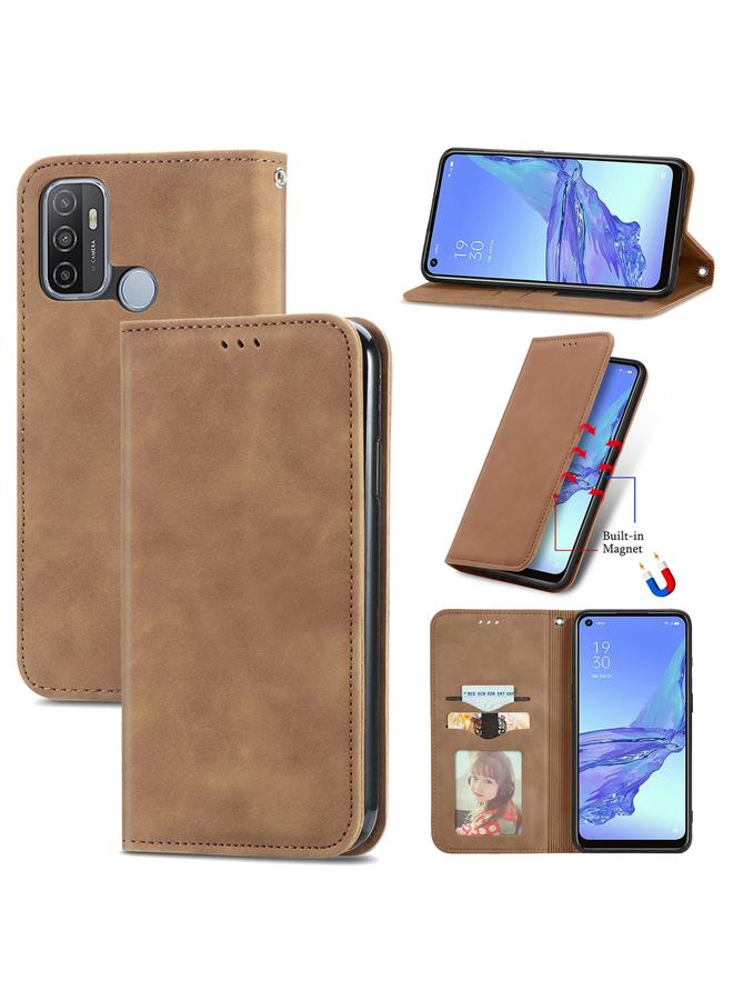 اس-توب جراب هاتف OPPO A53 5G بتصميم كلاسيكي مع ملمس جلدي مغناطيسي أفقي قابل للطي - Image 1