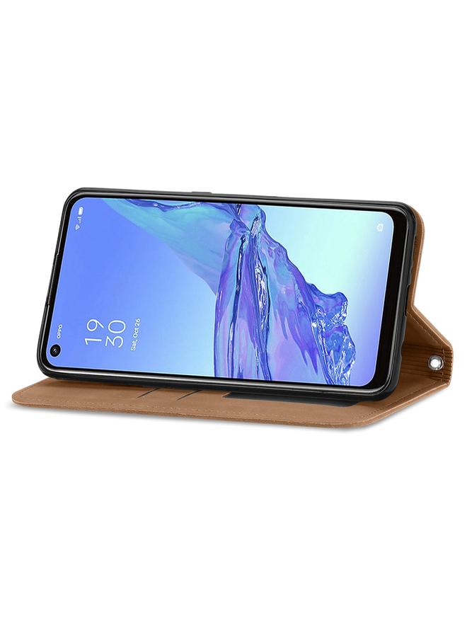 اس-توب جراب هاتف OPPO A53 5G بتصميم كلاسيكي مع ملمس جلدي مغناطيسي أفقي قابل للطي - Image 4