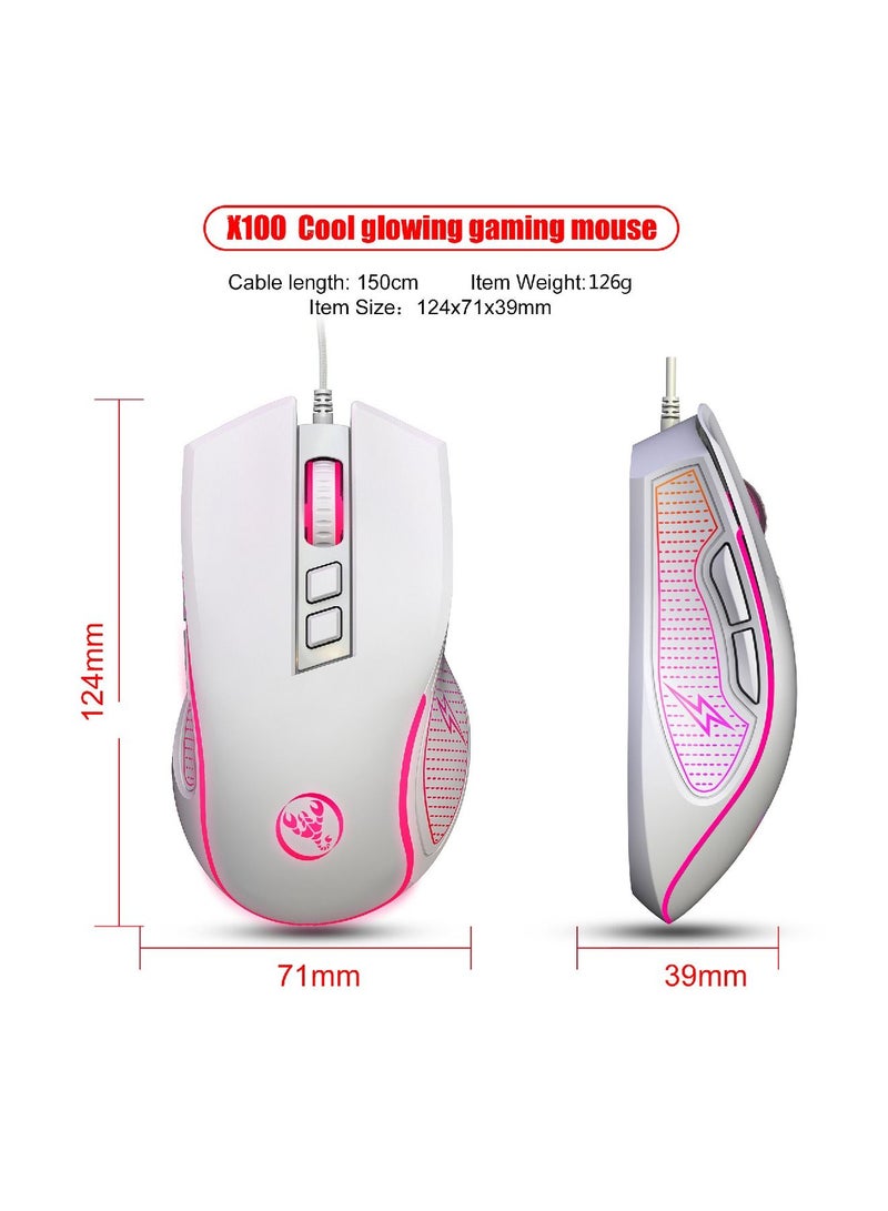 HXSJ Wired Gaming Mouse With Lights White - Image 2
