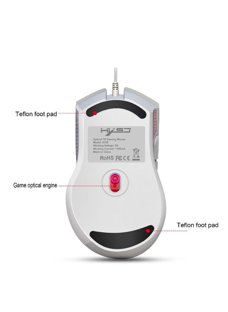 HXSJ Wired Gaming Mouse With Lights White - Image 4
