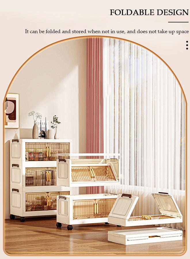 DUNISO 4-layers Drawer Storage Cabinet with Wheels,Large capacity Standing Storage Cabinet Shelf Transparent and Visible Dustproof, Plastic Floor Storage Cabinet Drawer Storage Organizer for Living Room,Bathroom,kitchen,bedroom - Image 3