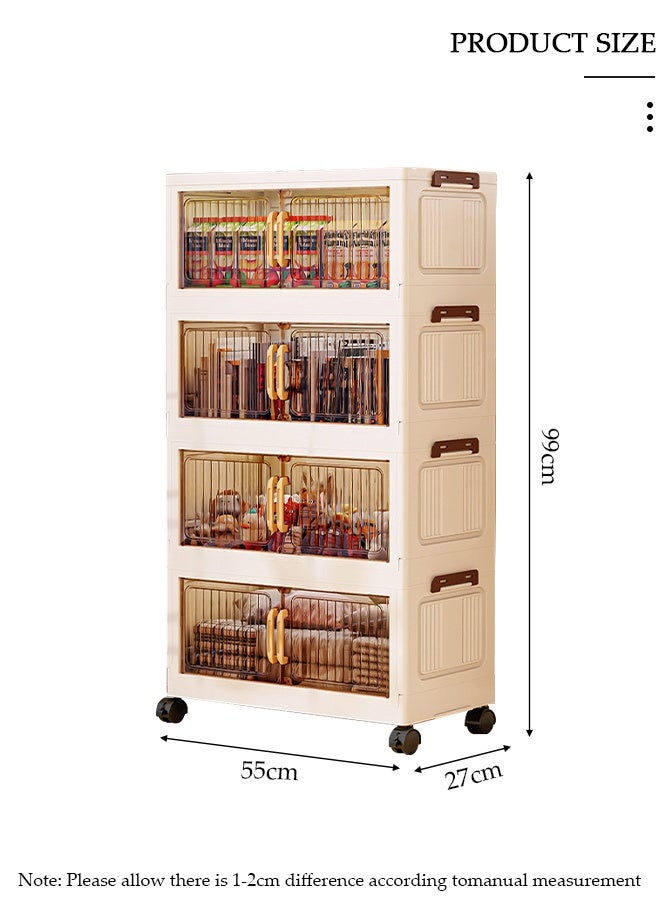 DUNISO 4-layers Drawer Storage Cabinet with Wheels,Large capacity Standing Storage Cabinet Shelf Transparent and Visible Dustproof, Plastic Floor Storage Cabinet Drawer Storage Organizer for Living Room,Bathroom,kitchen,bedroom - Image 2