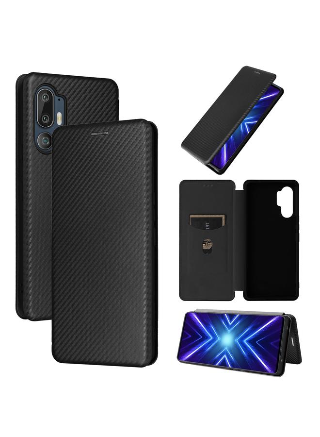 The Bros Case For HTC U24 Pro Carbon Fiber Texture Flip Leather Phone Case - Image 1
