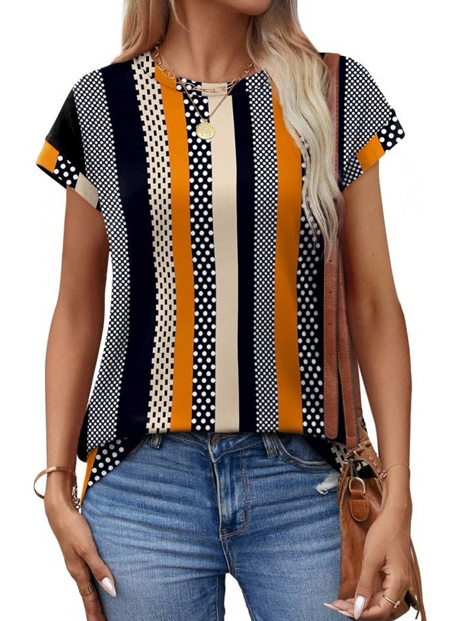 Alaroo Womens Summer Tops Short Sleeve Shirts Crew Neck Cute Trendy Tunic Blouses (S-3XL), Print 04, S - Image 3