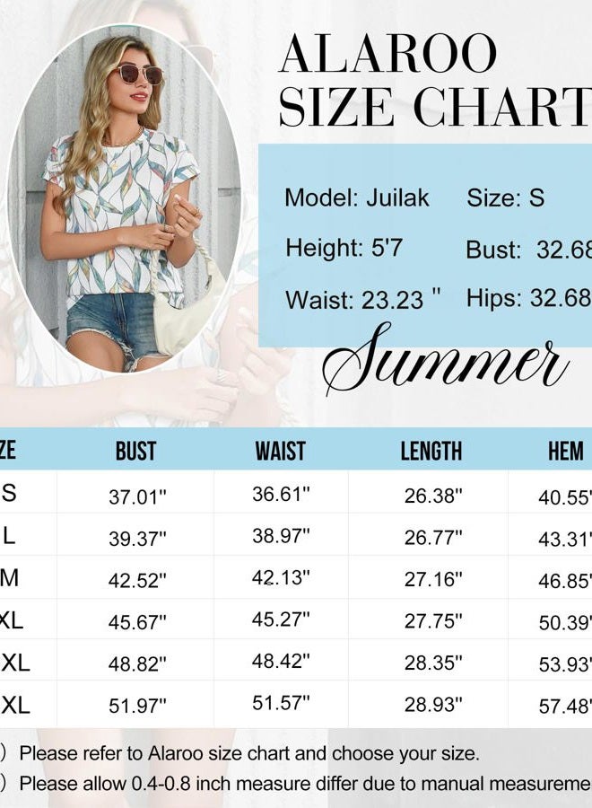 Alaroo Womens Summer Tops Short Sleeve Shirts Crew Neck Cute Trendy Tunic Blouses (S-3XL), Print 04, S - Image 5
