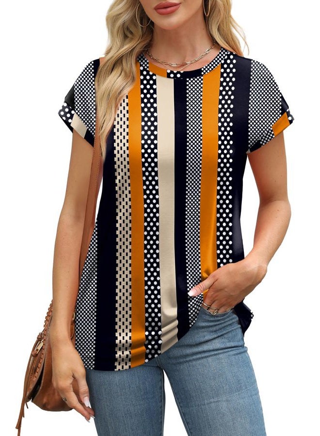 Alaroo Womens Summer Tops Short Sleeve Shirts Crew Neck Cute Trendy Tunic Blouses (S-3XL), Print 04, S - Image 2