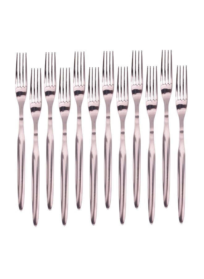 Dev Industries Stainless Steel Forks Set of 12 - Fork Set for Home and Kitchen, Fruit Fork for Dining Table, Shiny and Sturdy Handle Fork 16 cm, Silver (17 Gauge) (Baby Fork (Vikas-Plain), Pack of 12) - Image 1