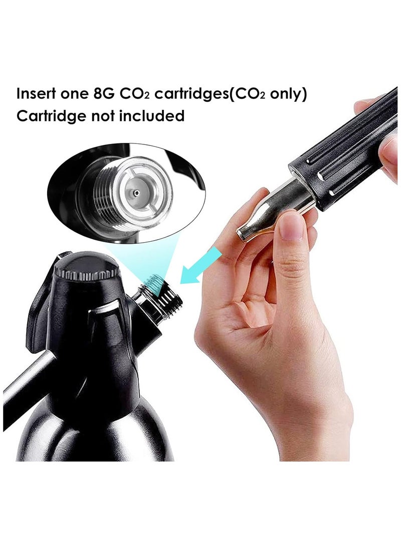 كابتن تيك Sparkling Water Maker 1L Soda Siphon Seltzer Water Maker Carbonated Water Machines Aluminum Soda Maker for Home Club Making Fresh Soda Water DIY Drink Use 8g CO2 Cartridges(Not Included) - Image 4