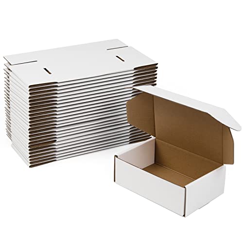 Sodissa 6x4x2 Inches Shipping Boxes Pack of 25, White Corrugated Cardboard Boxes for Small Bussiness - Image 1
