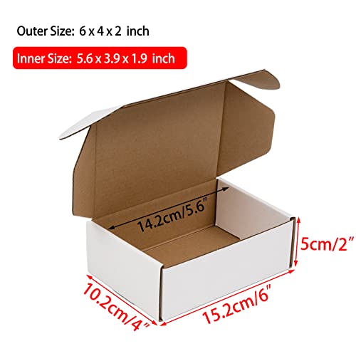 Sodissa 6x4x2 Inches Shipping Boxes Pack of 25, White Corrugated Cardboard Boxes for Small Bussiness - Image 2