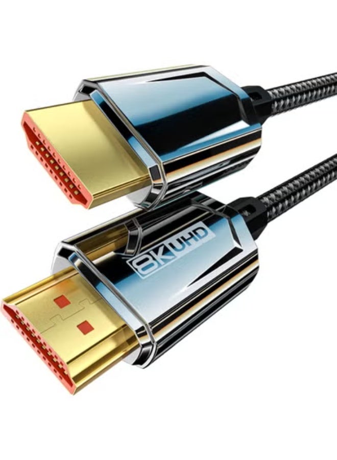8K HDMI Cable 2.1 – 48Gbps Ultra High Speed Braided HDMI Cord (8K@60Hz, 4K@120Hz) – eARC, HDR10, HDCP 2.2/2.3, 3D – Compatible with PS5, Xbox, Roku TV, HDTV, Blu-ray, Projectors - Image 1