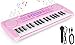 M SANMERSEN Kids Piano Keyboard 37 Keys Music Keyboard Piano Toys with Microphone Portable Dual Speaker Electronic Piano Keyboard Birthday Gift for Beginners Girls Ages 3 4 5 6 Pink - Image 2