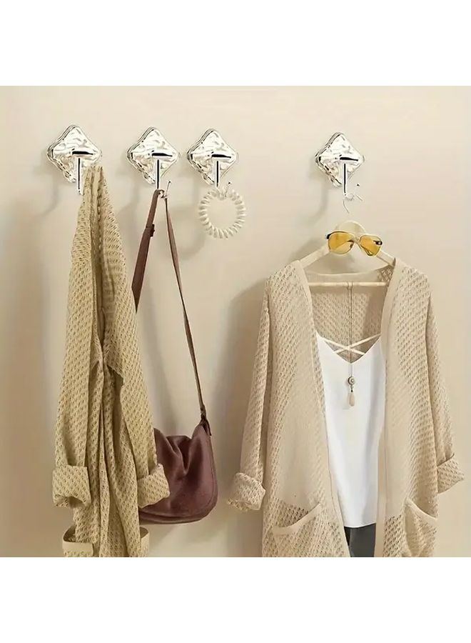 4 قطع من خطافات الحائط الفضية الشفافة اللاصقة متعددة الأغراض المضادة للانزلاق - Image 5