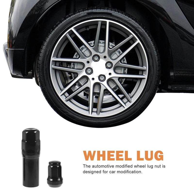 21pcs Black Steel Lug Nuts Set 20mm Wheel Lug Nuts for Cars with Anti-Theft Locking Design Compatible with Aftermarket Wheels - Image 3