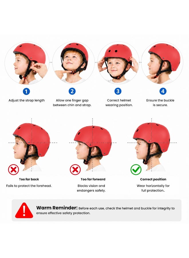 GGEROU Kids Bike Helmet,Adjustable Toddler & Child Bicycle Helmet,Multi-Sport Safety Helmet for Kids Adult Youth,Lightweight for Scooter,Cycling,Skateboard Red - Image 4