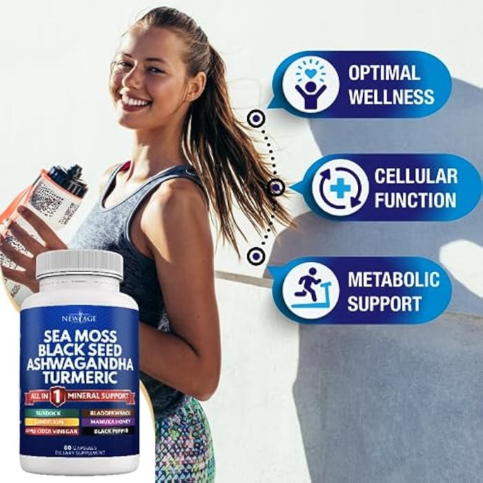 NEW AGE Sea Moss Black Seed Oil Ashwagandha Turmeric Bladderwrack Burdock - with Manuka, Honey Dandelion, ACV Black Pepper Gluten Free - Image 2