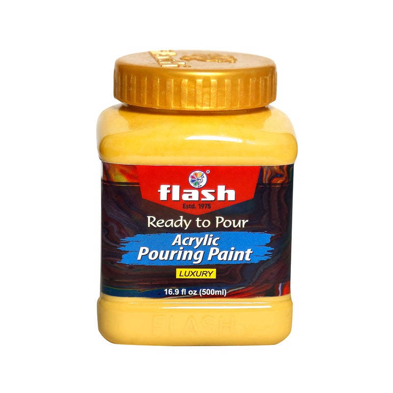 Flash Acrylic Ready to Pour Pouring Paint/Fluid Acrylic 500ml / 16 fl oz Pre-Mixed Water-Based - for Canvas, Wood, Paper, Crafts, Tile, Rocks and More… (Yellow Ocher) - Image 5