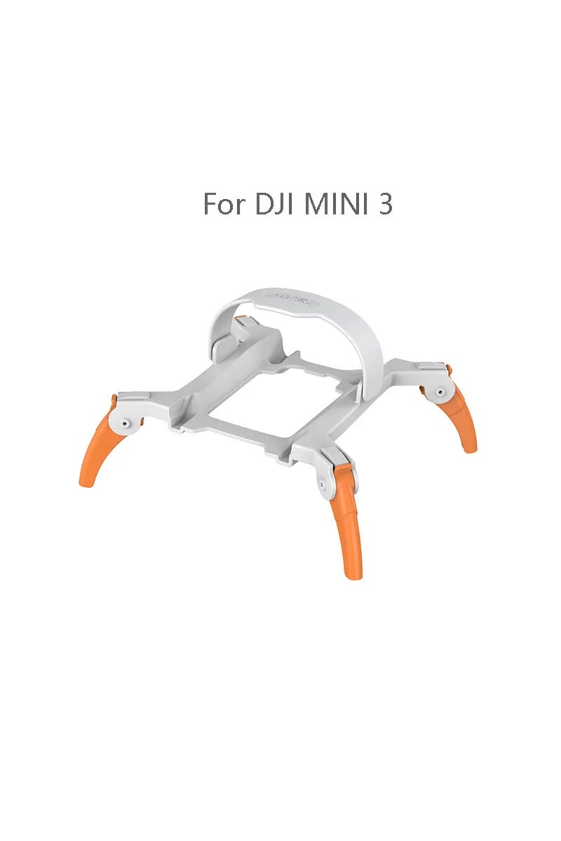 واقي أرجل داعمة لهيكل الهبوط البرتقالي لطائرة DJI MINI 3، مزود بوصلات تروس عنكبوتية مرتفعة.