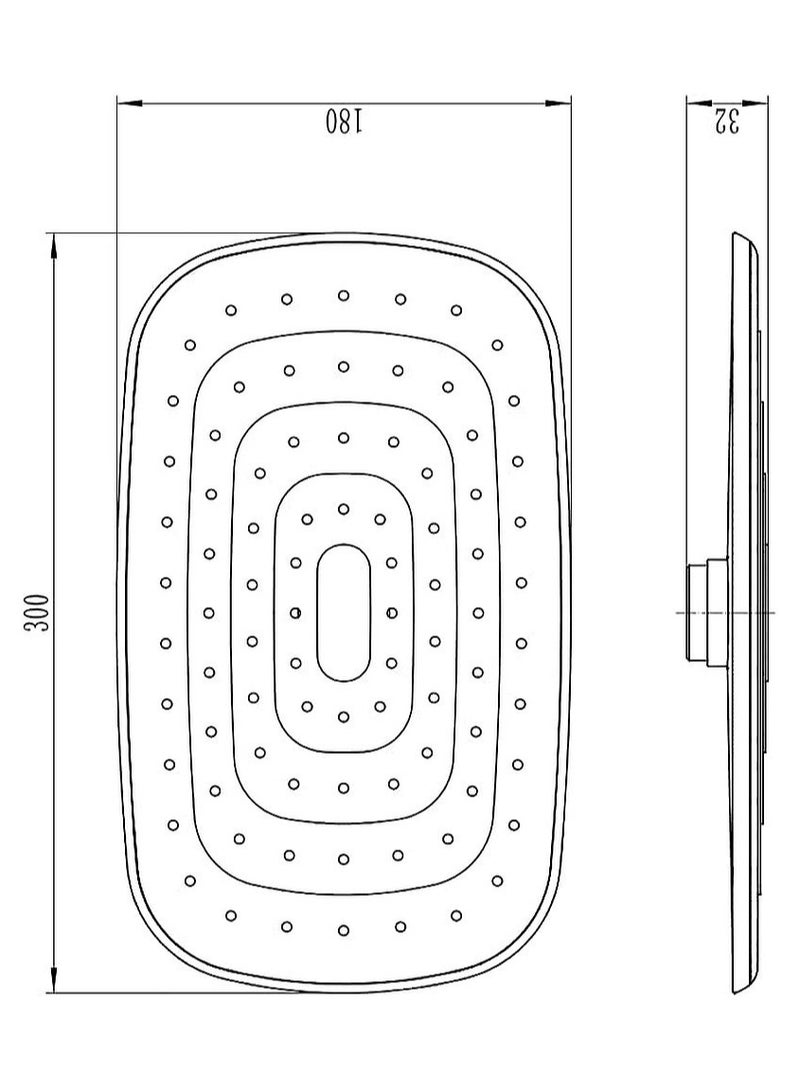 HESANIT ABS Shower Head Rectangular 30cm x 18cm - 7002-2072W - Image 2