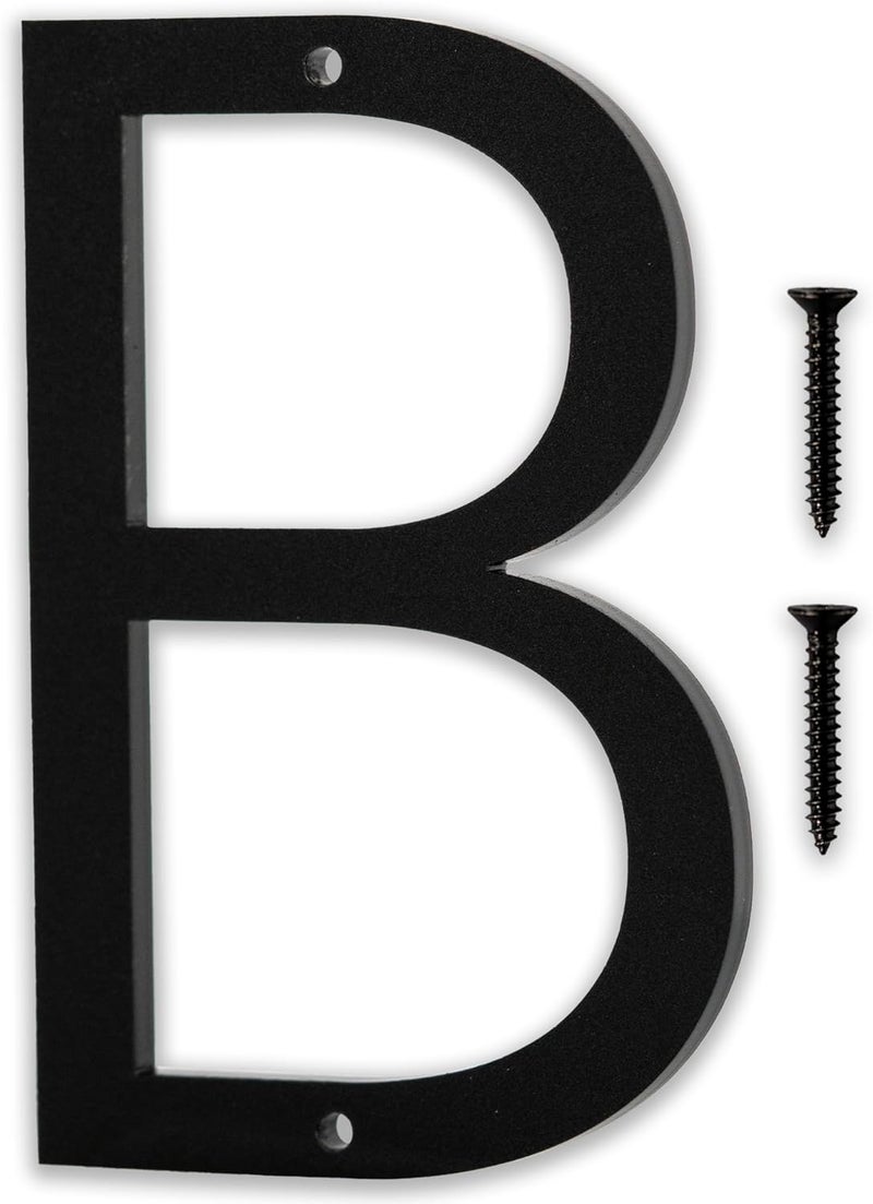 Discovered Designs 5" (B) Modern Address House Numbers for Outside - Easy to Install 3D Matte Black Acrylic Individual Numbers for Address on House, Weatherproof No Rust, Made in USA, Includes 2 - 3/4" Screws, Door Mailbox Number Home Address Number - Image 1
