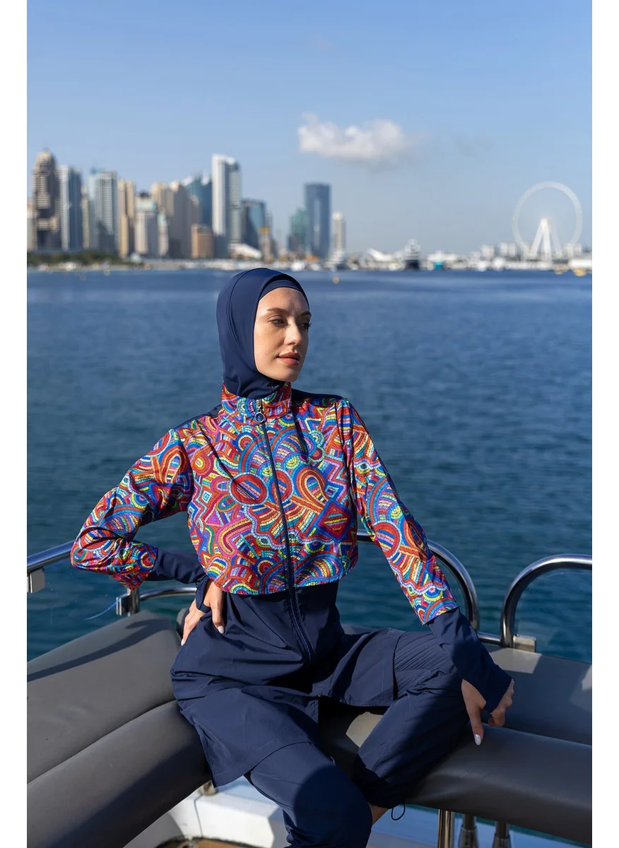 Remsa Mayo Remsa Swimsuit Remsa Front Covered Full Covered Hijab Swimsuit R106 Tuna