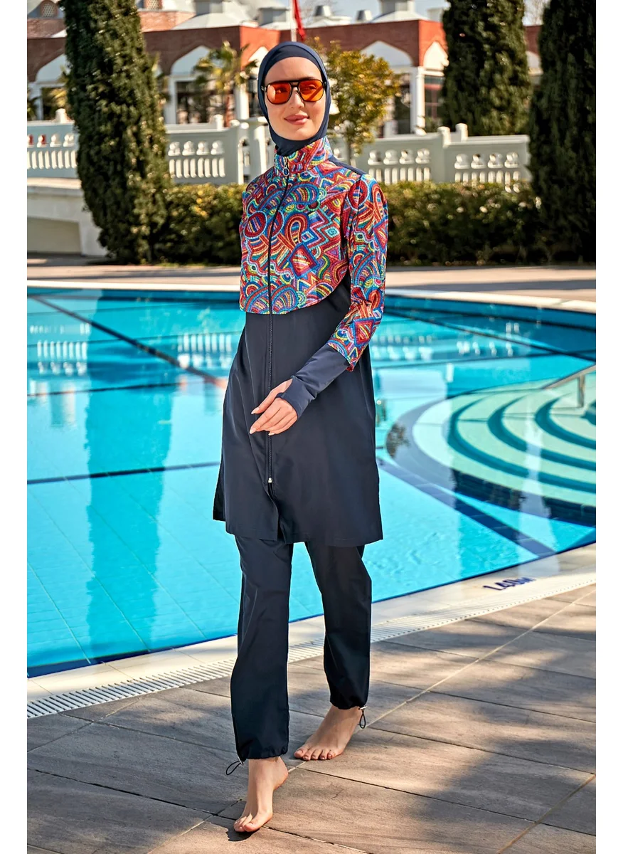 Remsa Mayo Remsa Swimsuit Remsa Front Covered Full Covered Hijab Swimsuit R106 Tuna