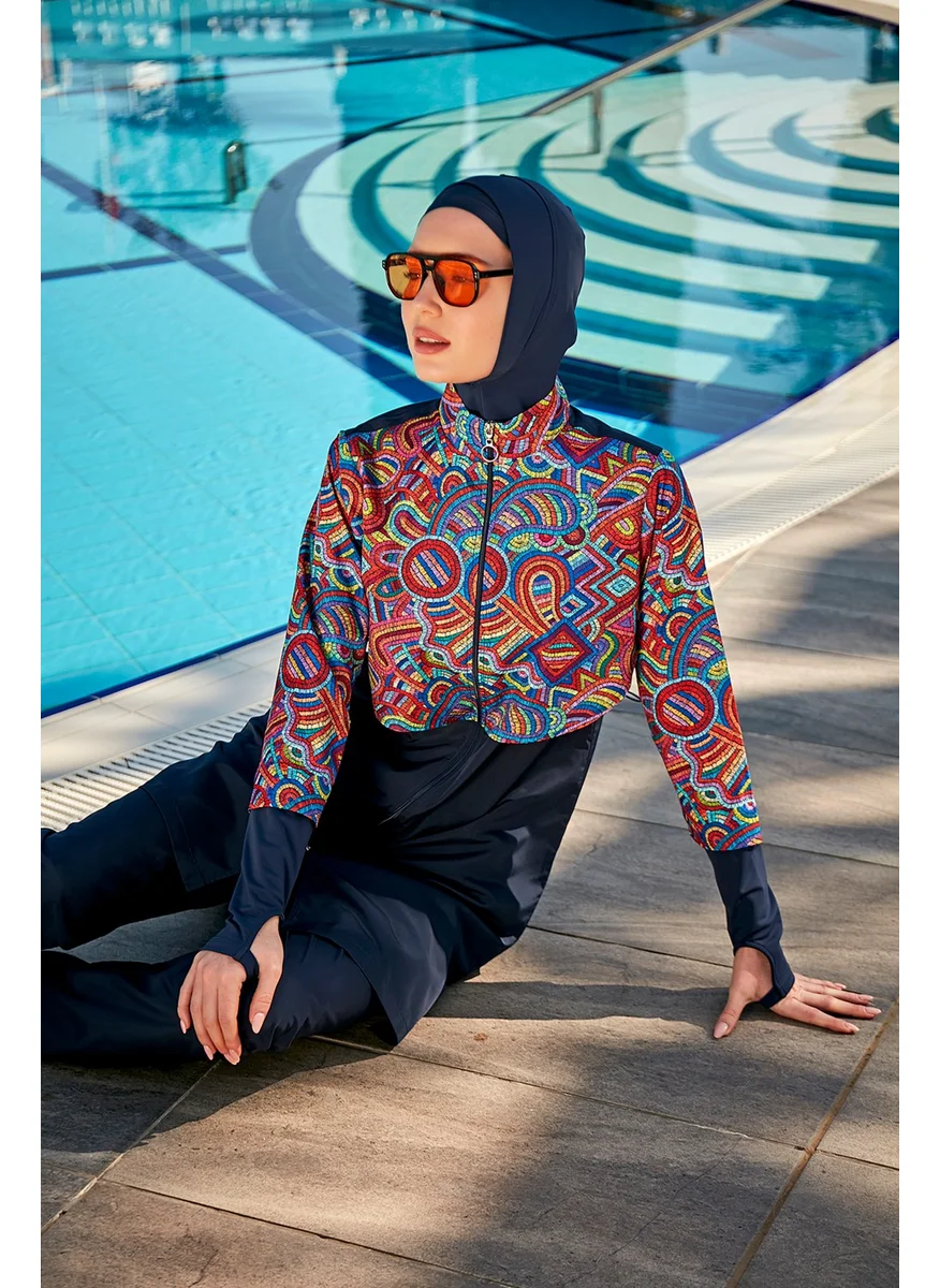 Remsa Mayo Remsa Swimsuit Remsa Front Covered Full Covered Hijab Swimsuit R106 Tuna