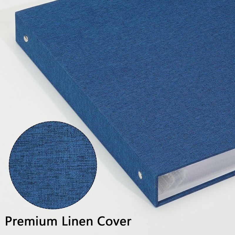 Vienrose 12x12 Inch Large 3 Ring Binder Scrapbook Photo Album, Linen Cover DIY Scrapbooks with 30 Sheets Plastic Sleeves 60 Pages Blank White Inner Pages for Wedding Birthday Baby Travel Blue - Image 5