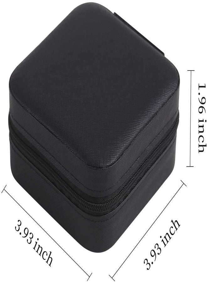 Azinoor Faux Leather Mini Jewelry Travel Case, Travel Jewelry Organizer, Portable Jewelry Box Travel Mini Storage Organiser Display Storage Box for Rings Earrings Necklaces Gifts (Black, Small) - Image 3