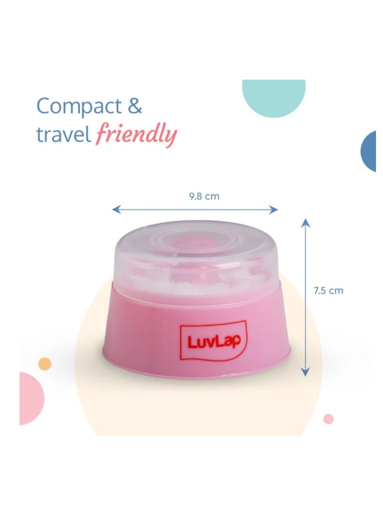 Luvlap - Baby Powder Storage Container with Soft Acrylic Puff, BPA Free, (Pink) - Image 1