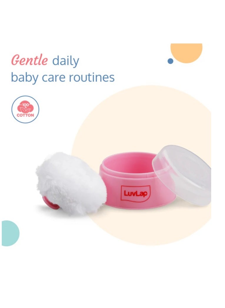 Luvlap - Baby Powder Storage Container with Soft Acrylic Puff, BPA Free, (Pink) - Image 1