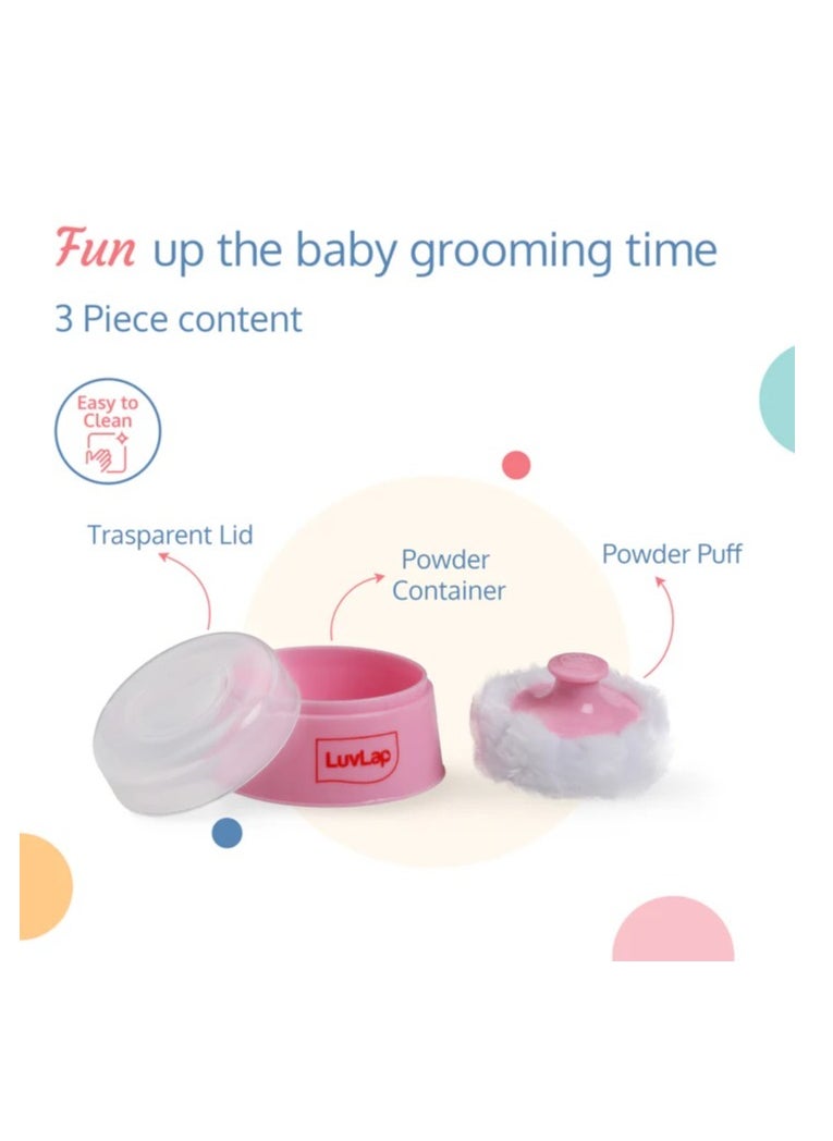 Luvlap - Baby Powder Storage Container with Soft Acrylic Puff, BPA Free, (Pink) - Image 1