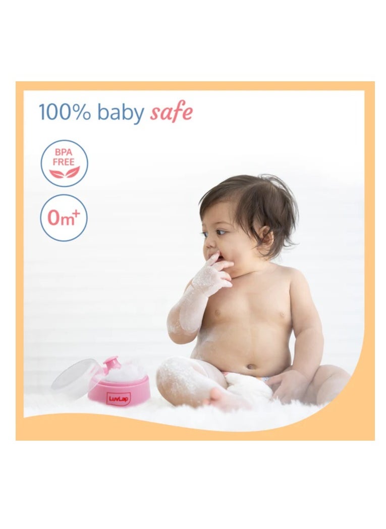 Luvlap - Baby Powder Storage Container with Soft Acrylic Puff, BPA Free, (Pink) - Image 1