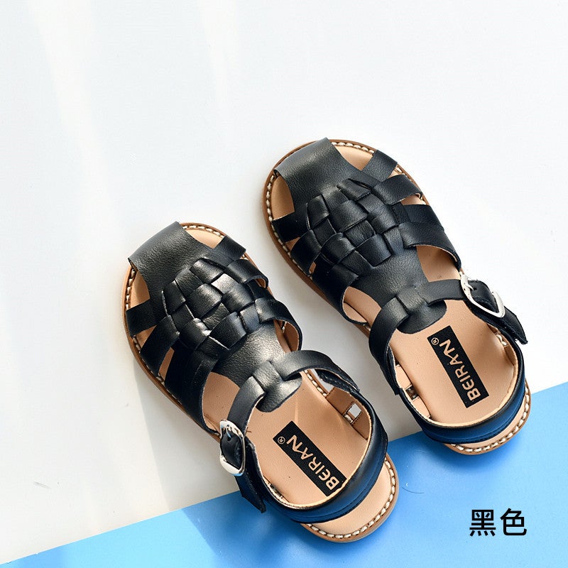 Girls Summer Baotou Sandals Princess Shoes Baby Beach Shoes Leather Soft Sole Non-Slip Casual Breathable - Image 1